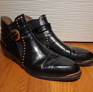 Mezlan Men’s Size 8.5 M Ankle Boots Shoes Black Gold Leather Made In Spain